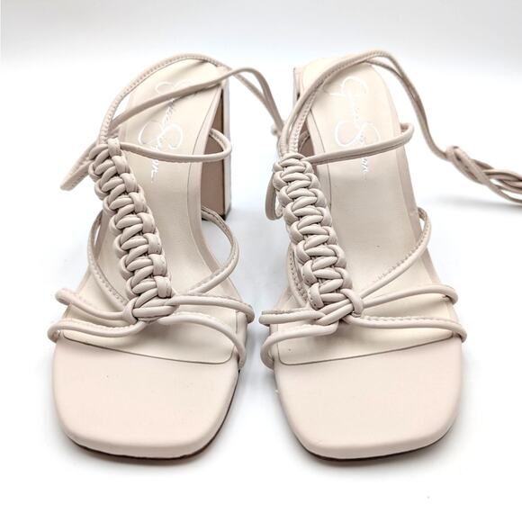Jessica Simpson Maena Women's Ankle Wrap Heeled Sandals Ivory Size US9M EU40 - Picture 2 of 13